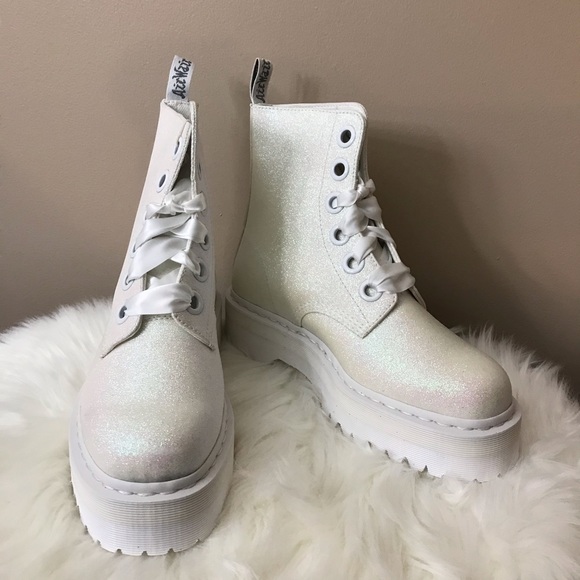 molly glitter doc martens white
